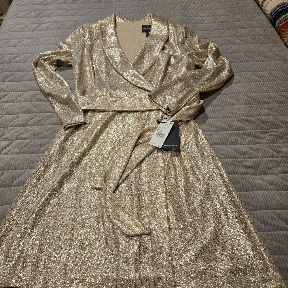 Adrianna Papell Women's Metallic-Knit Tuxedo Dress - Picture 6 of 8